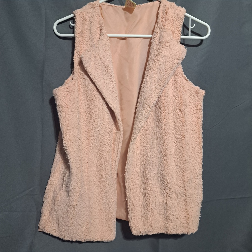 Faded Glory Girls XL 14-16 Blush‎ Pink Faux Fur Vest Open Front Shaggy Waistcoat